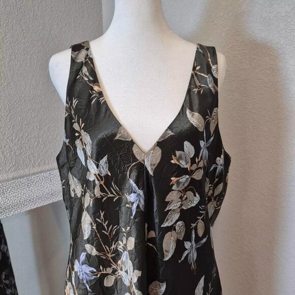 Vince Bellflower V-Neck Slip Midi Dress Size L - Picture 3 of 9